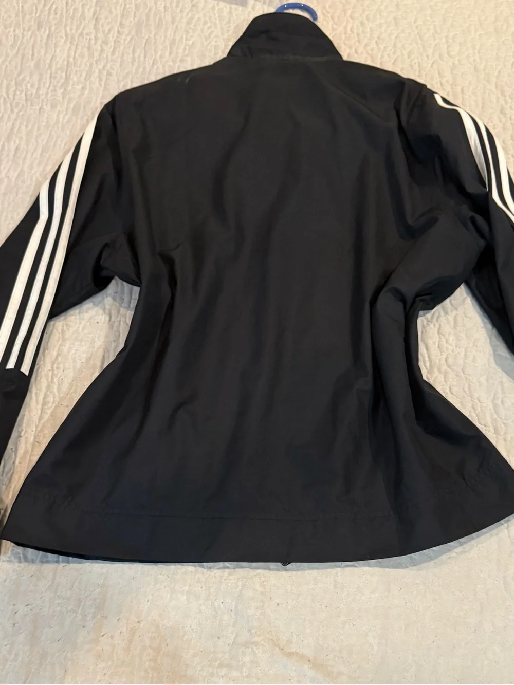 adidas Black Windbreaker with White Three-Stripes